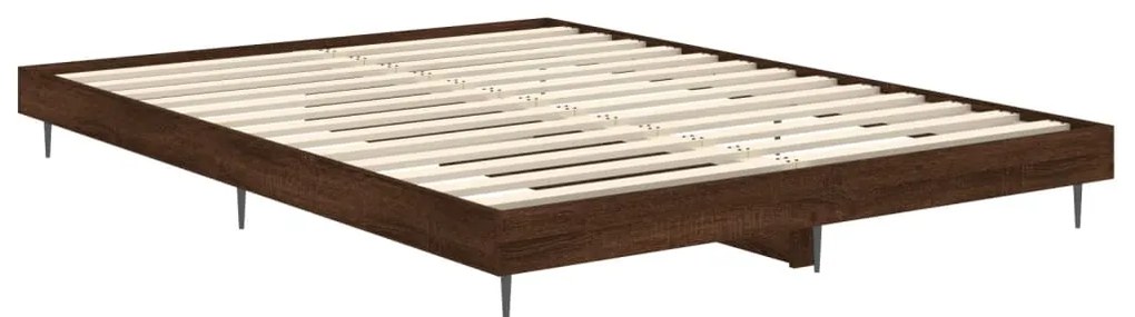 vidaXL Πλαίσιο Κρεβατιού Καφέ Δρυς 135x190 εκ. Επεξεργασμένο Ξύλο