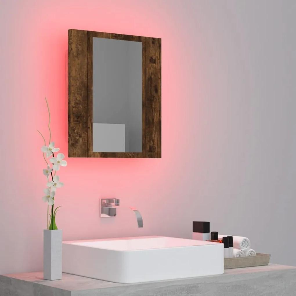 Έπιπλο Καθρέφτη Μπάνιου LED Καπνιστή Δρυς 40x12x45εκ Επεξ. Ξύλο - Καφέ
