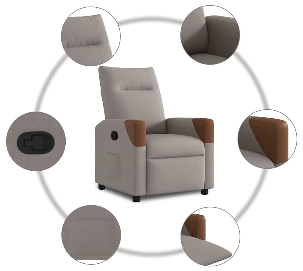 vidaXL Πολυθρόνα Ανακλινόμενη Taupe Υφασμάτινη