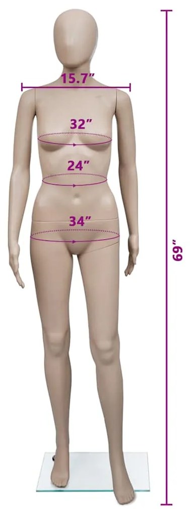 vidaXL Κούκλα Βιτρίνας Γυναίκα Στρογγυλό Κεφάλι