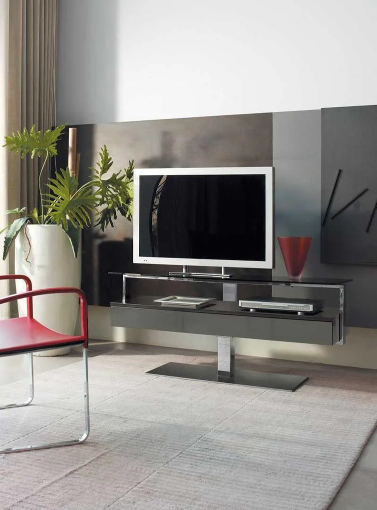 Έπιπλο TV Bit Varnished Shining lacquered 140x45x60 - Varnished steel dove grey