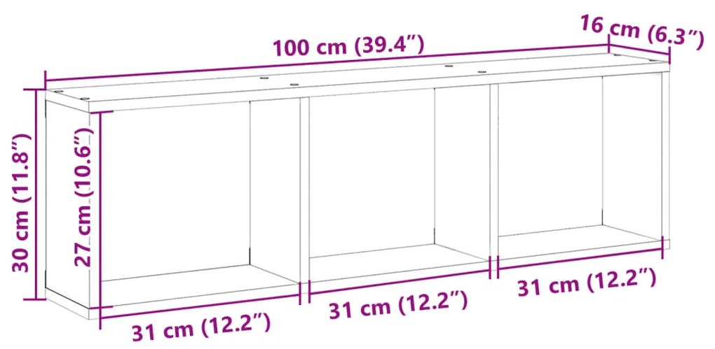 Ντουλάπι Τοίχου Γκρι Σκυρ. 100x16x30 εκ. από Επεξεργασμένο Ξύλο - Γκρι