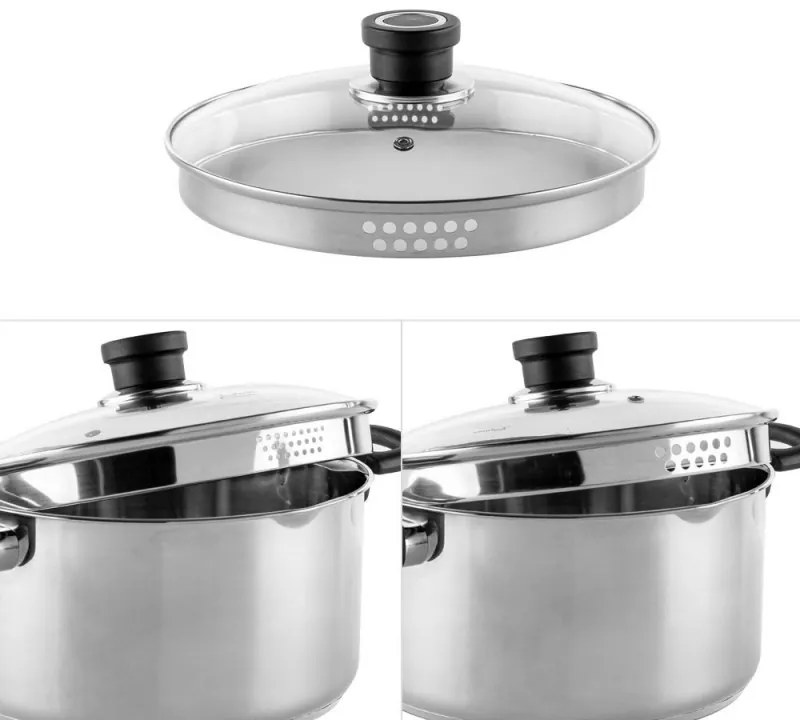 Κατσαρόλα Luigi Ferrero Sophia FR-3406, 26x14 cm, 7 l, Ατσάλι 18/10, Γυάλινο καπάκι, Επαγωγή, Inox