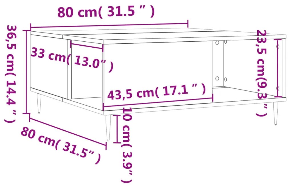 ΤΡΑΠΕΖΑΚΙ ΣΑΛΟΝΙΟΥ SONOMA ΔΡΥΣ 80X80X36,5 ΕΚ. ΕΠΕΞΕΡΓΑΣΜ. ΞΥΛΟ 830775