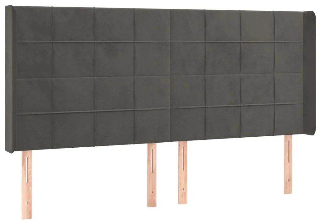 Κεφαλάρι Κρεβατιού LED Σκούρο Γκρι 183x16x118/128εκ. Βελούδινο 3124109