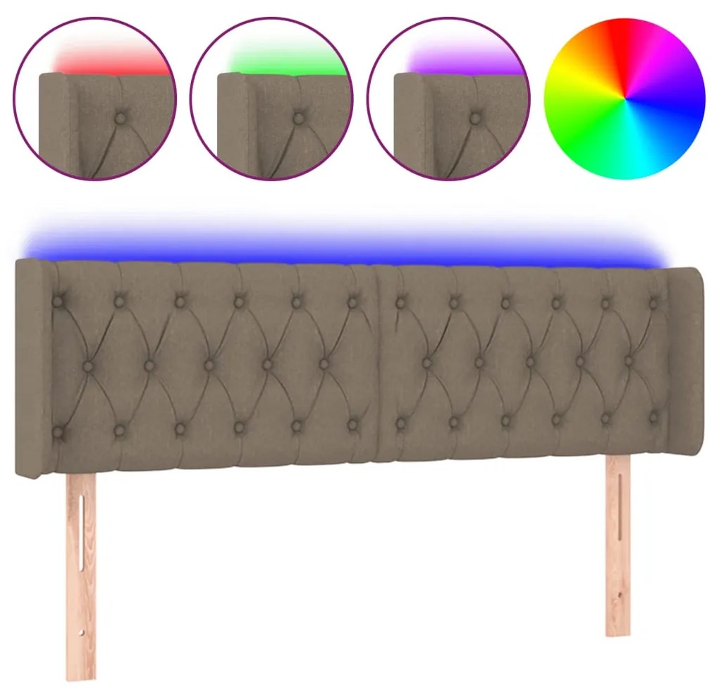 vidaXL Κεφαλάρι Κρεβατιού LED Taupe 163x16x78/88 εκ. Υφασμάτινο