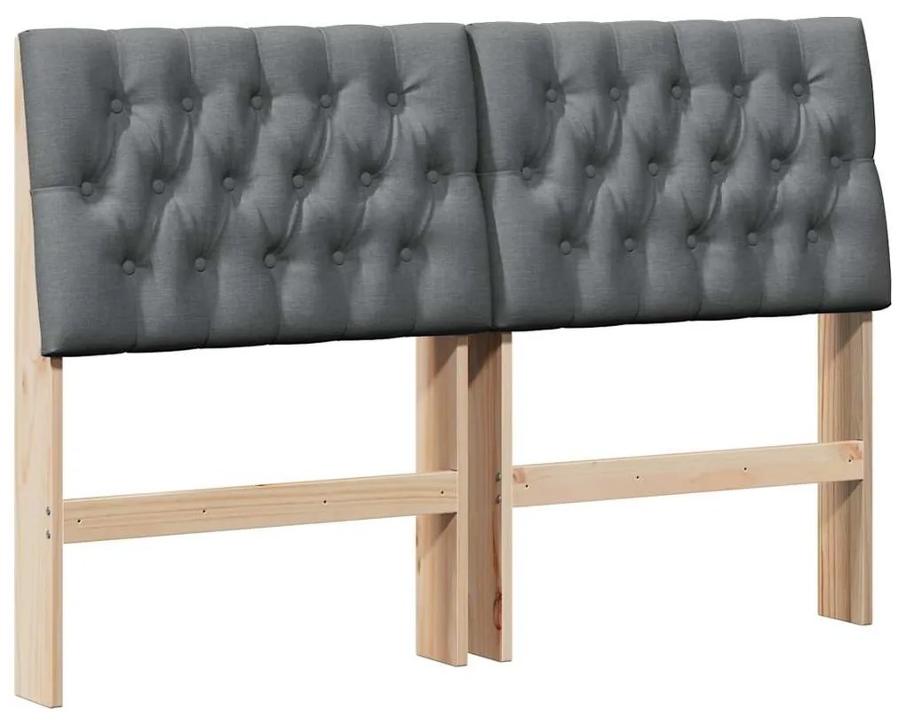 vidaXL Ταπετσαρισμένο κεφαλάρι Σκούρο Γκρι 160 cm Στερεά ξυλεία πεύκου