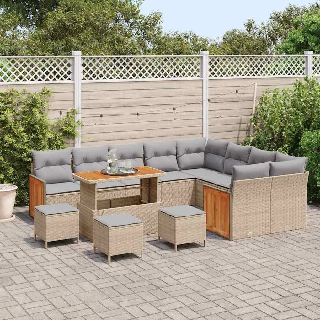vidaXL Σετ Καναπέ Κήπου 13 pcs Μπεζ, Ανοιχτό γκρι 110 x 55 x 71 εκ
