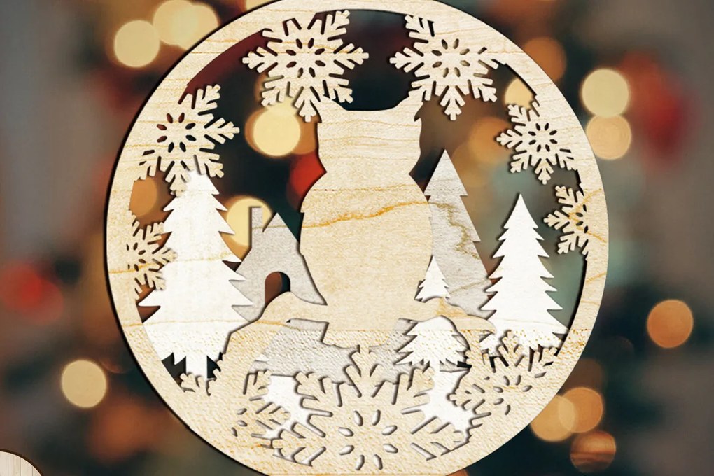 Σετ των 3 Intra απο ξύλο plywood 3mm-4mm πάχος Χριστουγεννιάτικο στολίδι με κουκουβάγια, πολυστρωματική διακόσμηση Δίασταση 4x4 cm INTRAFABR-84091564