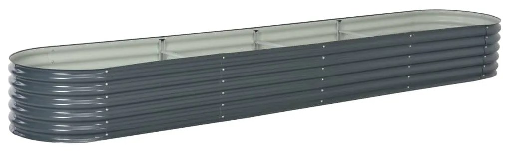 vidaXL Ζαρντινιέρα Υπερυψωμένη Γκρι 400x80x44 εκ. Γαλβανισμ. Χάλυβας