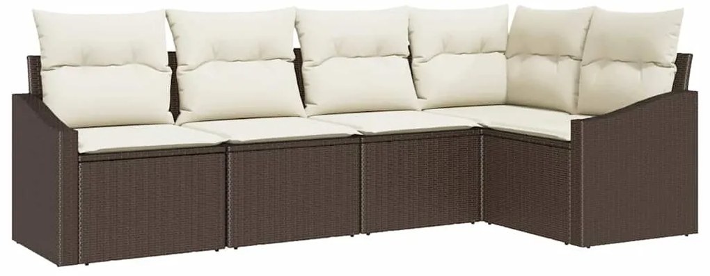 vidaXL Σετ Καναπέ Κήπου 5 pcs Καφέ Πολυ ράταν