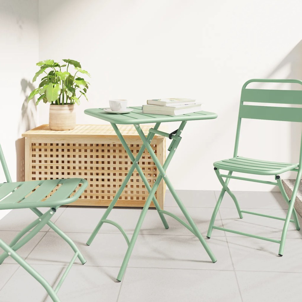 vidaXL Πτυσσόμενο Τραπέζι Κήπου Μέντα 55x55x73 εκ. από Ατσάλι