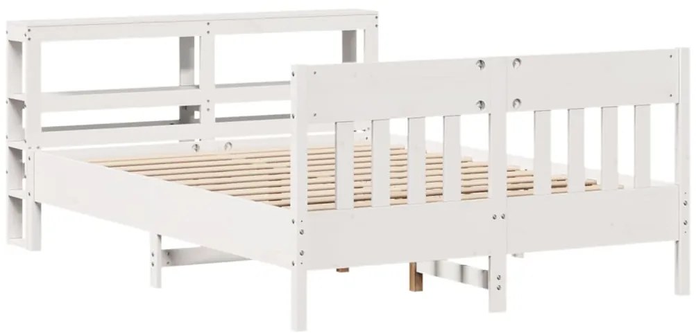 vidaXL Σκελετός Κρεβ. Χωρίς Στρώμα Λευκό 135x190 εκ Μασίφ Πεύκο