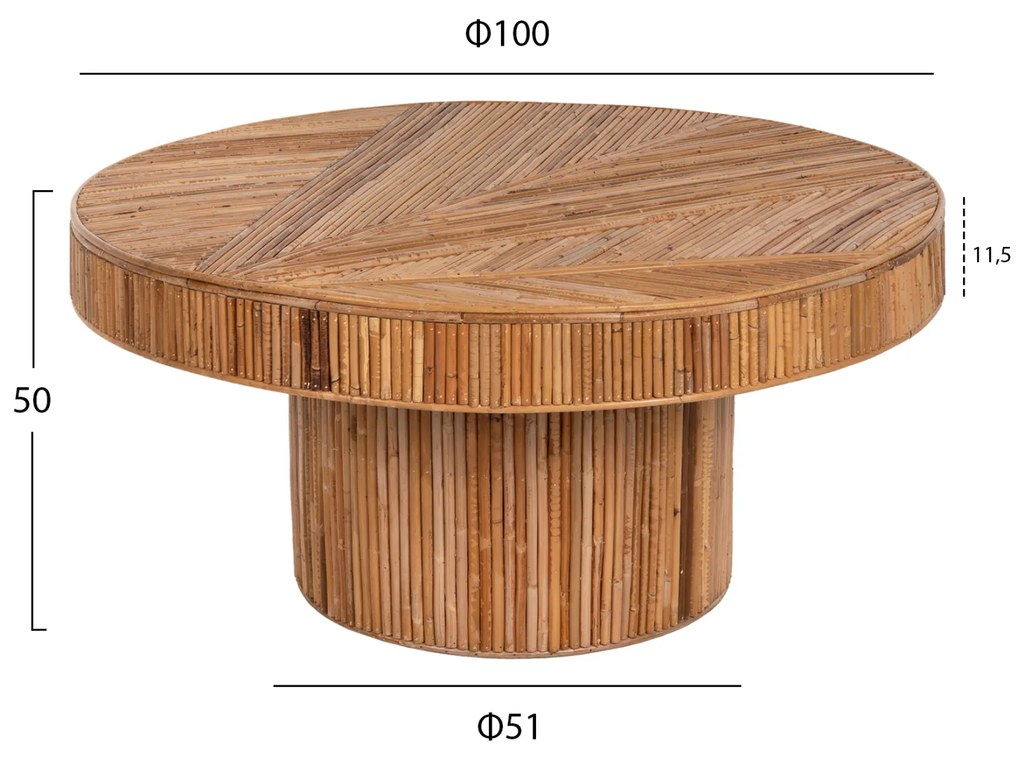 ΤΡΑΠΕΖΙ ΣΑΛΟΝΙΟΥ GATSBY ΣΤΡΟΓΓΥΛΟ HM9651 RATTAN ΧΡΩΜΑ ΦΥΣΙΚΟ Φ100x50Y εκ.