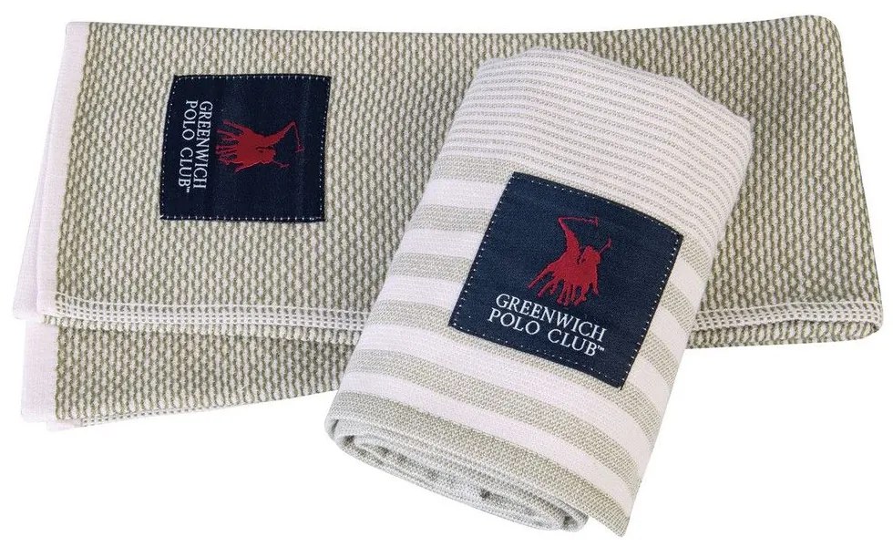 Πετσέτες Κουζίνας 2707 (Σετ 2τμχ) Green-White Greenwich Polo Club 40x60cm 100% Cotton