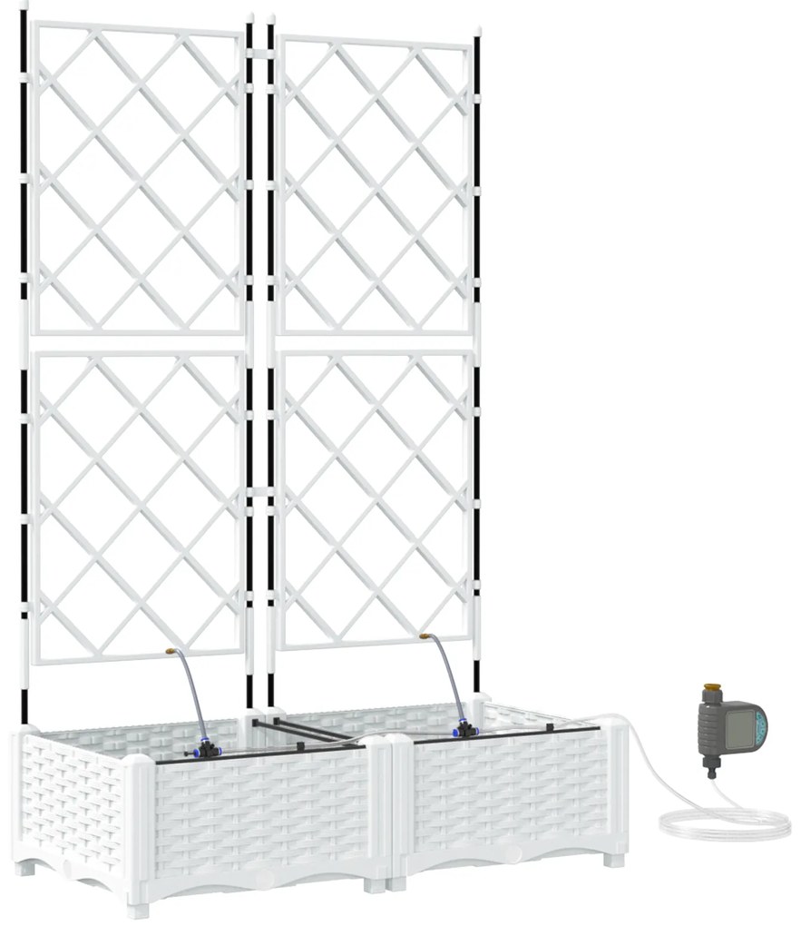 vidaXL Ζαρντινιέρες κήπου Καφασωτό Λευκό 80 x 40 x 126 cm Πλαστικό