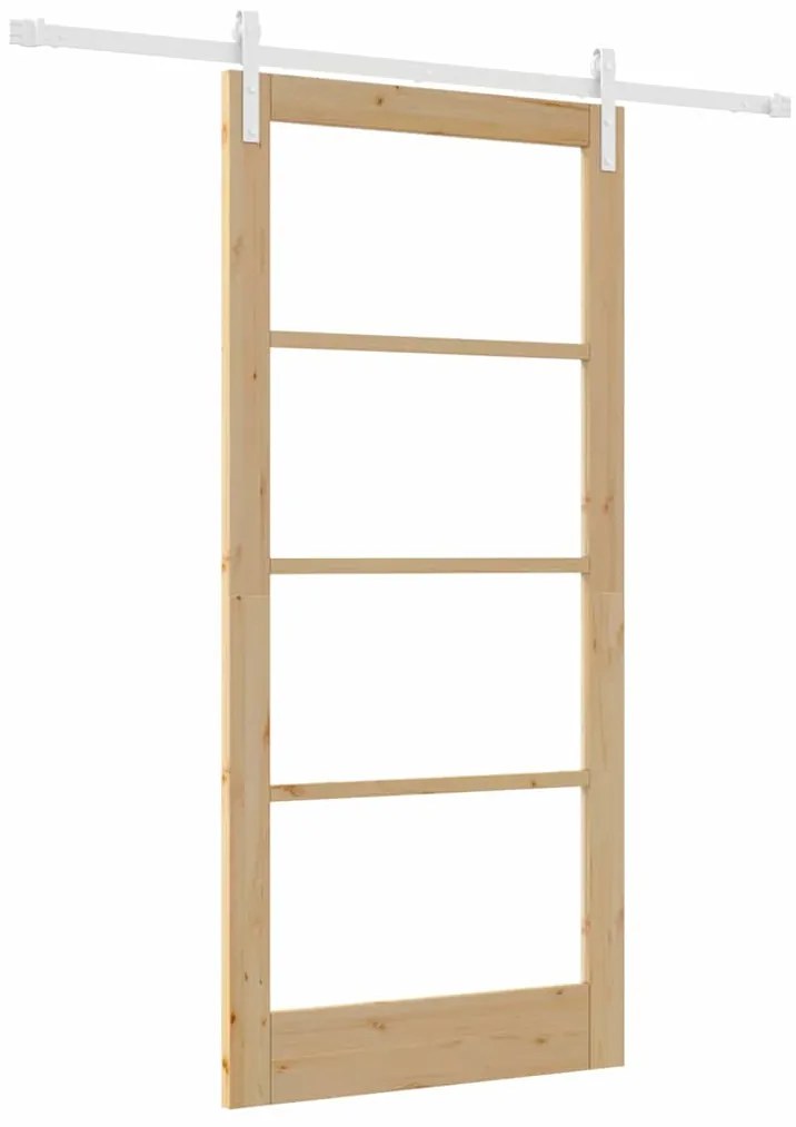 vidaXL Συρόμενη Πόρτα ORKDAL Καφέ 93 x 202 cm Μασίφ ξύλο πεύκου