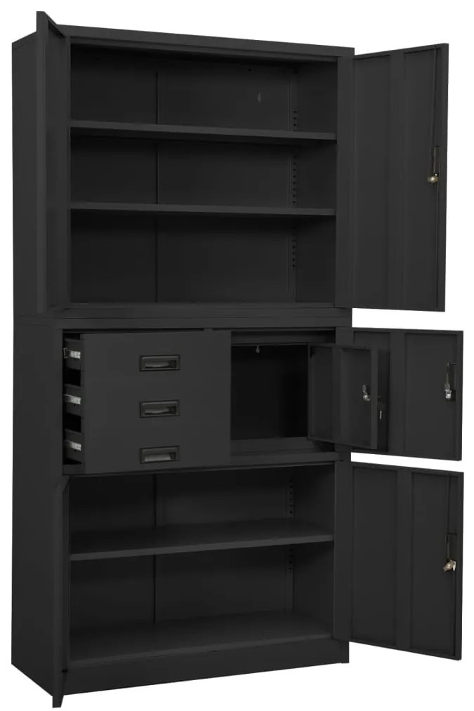 vidaXL Ντουλάπα Γραφείου Ανθρακί 90 x 40 x 180 εκ. Ατσάλινη