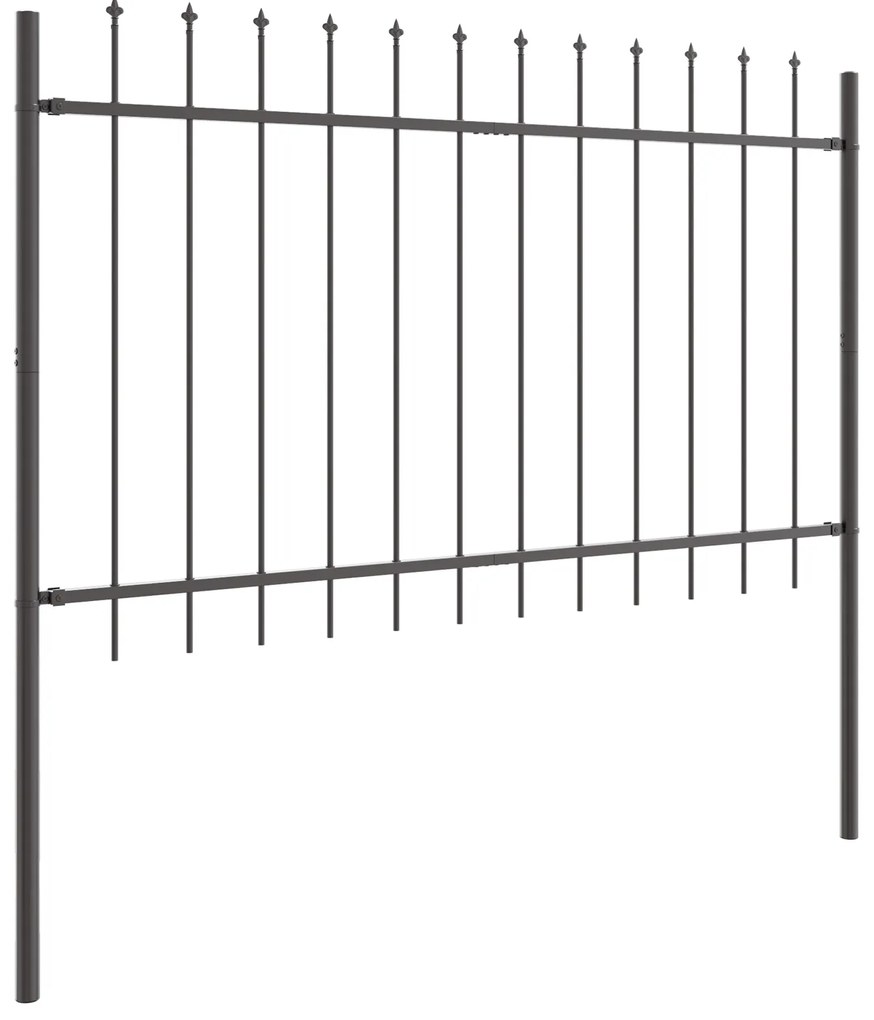 vidaXL Φράχτης κήπου με αιχμές, Γκρι, 3,4x1,2 μ, Χάλυβας