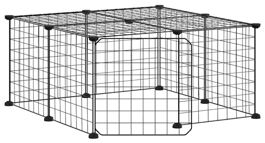 vidaXL Κλουβί Κατοικίδιων με 12 Πάνελ + Πόρτα Μαύρο 35 x 35εκ Ατσάλινο
