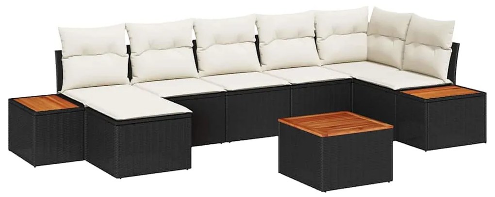 vidaXL Σετ Καναπέ Κήπου με μαξιλάρι 8 pcs Μαύρο Πολυ ράταν