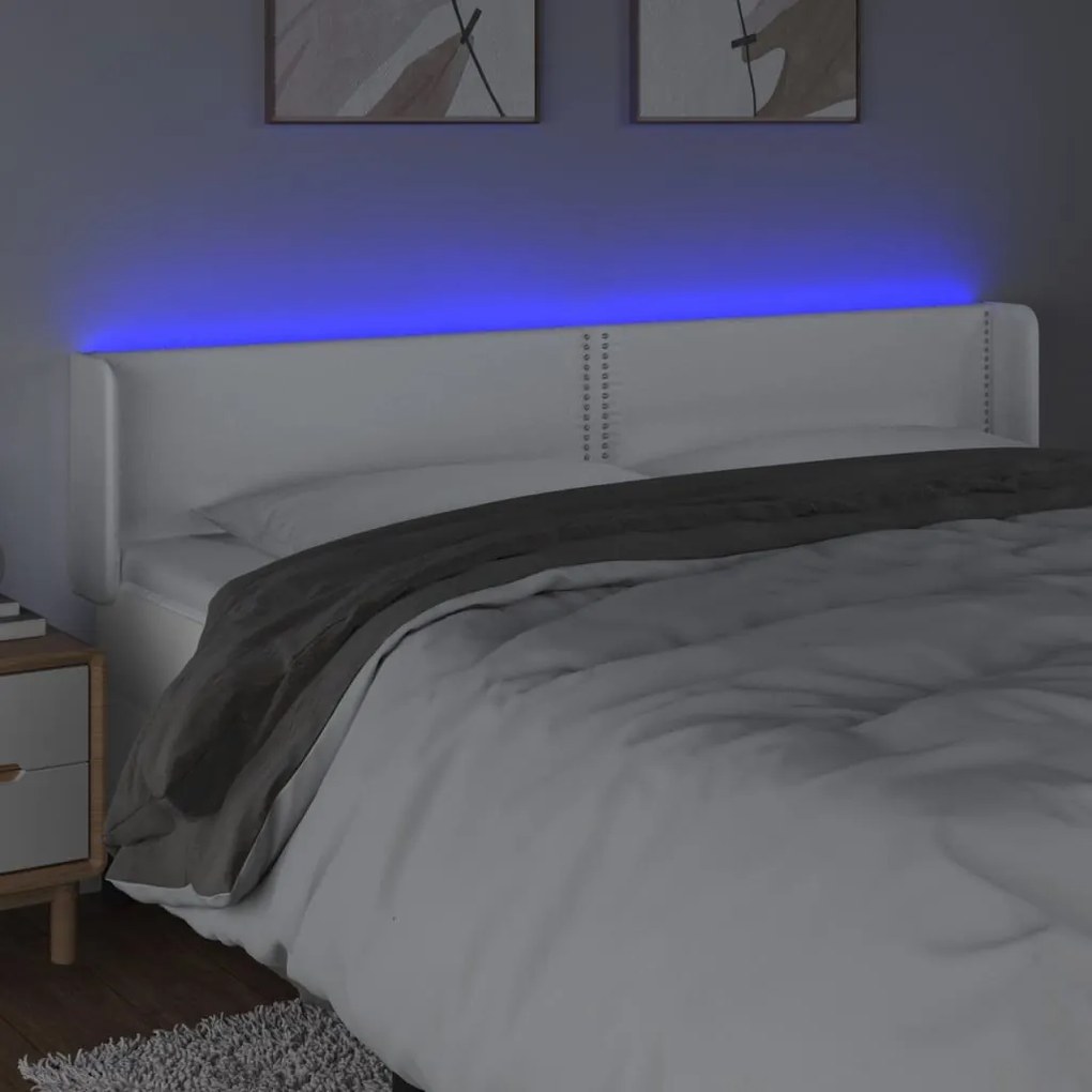 Κεφαλάρι Κρεβατιού LED Λευκό 183x16x78/88 εκ. Συνθετ. Δέρμα 3123199