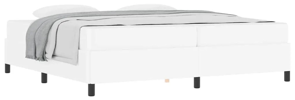 vidaXL Σκελετός κρεβατιού με στρώμα Λευκό 200 x 200 cm Τεχνητό δέρμα