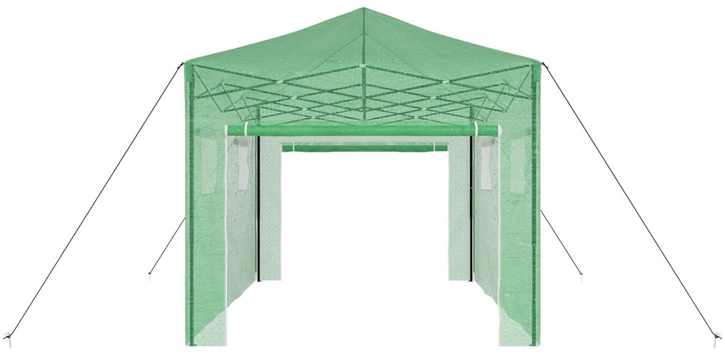 vidaXL Θερμοκήπιο με στέγη Πράσινο 290 x 430 x 315 εκ Ατσάλι