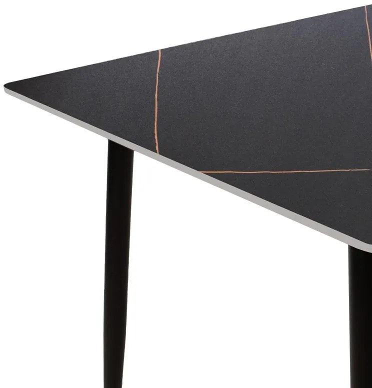 Τραπέζι Gustas μαύρο μαρμάρου sintered stone-πόδι μαύρο μέταλλο 140x80x75εκ 140x80x75 εκ.