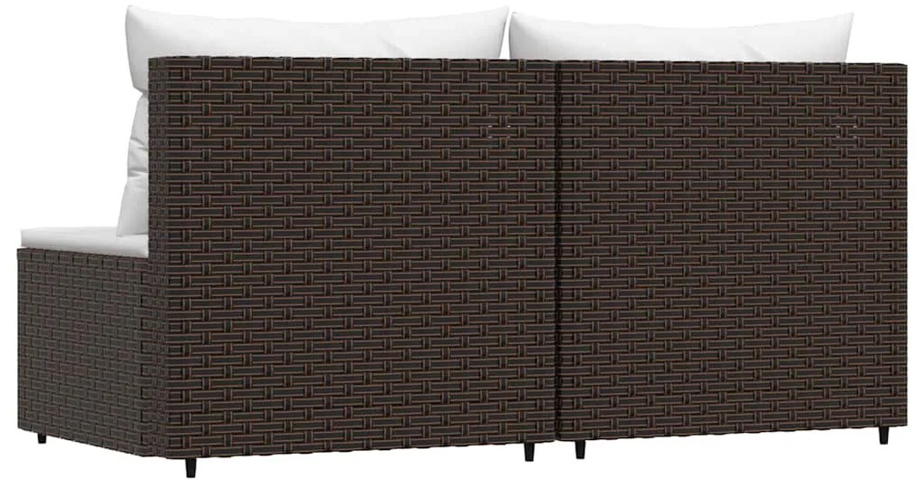 vidaXL Καναπέδες Κήπου Μεσαίοι με Μαξιλάρια 2 τεμ. Καφέ Συνθ. Ρατάν