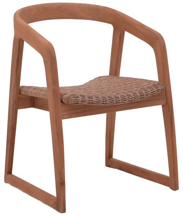 Intrahome Πολυθρόνα Somalia Intrahome σκελετός αλουμινίου με teak πόδι σε φυσική απόχρωση και καφέ pe rattan 57x62x80εκ | SKU: INTRAPA-445111112