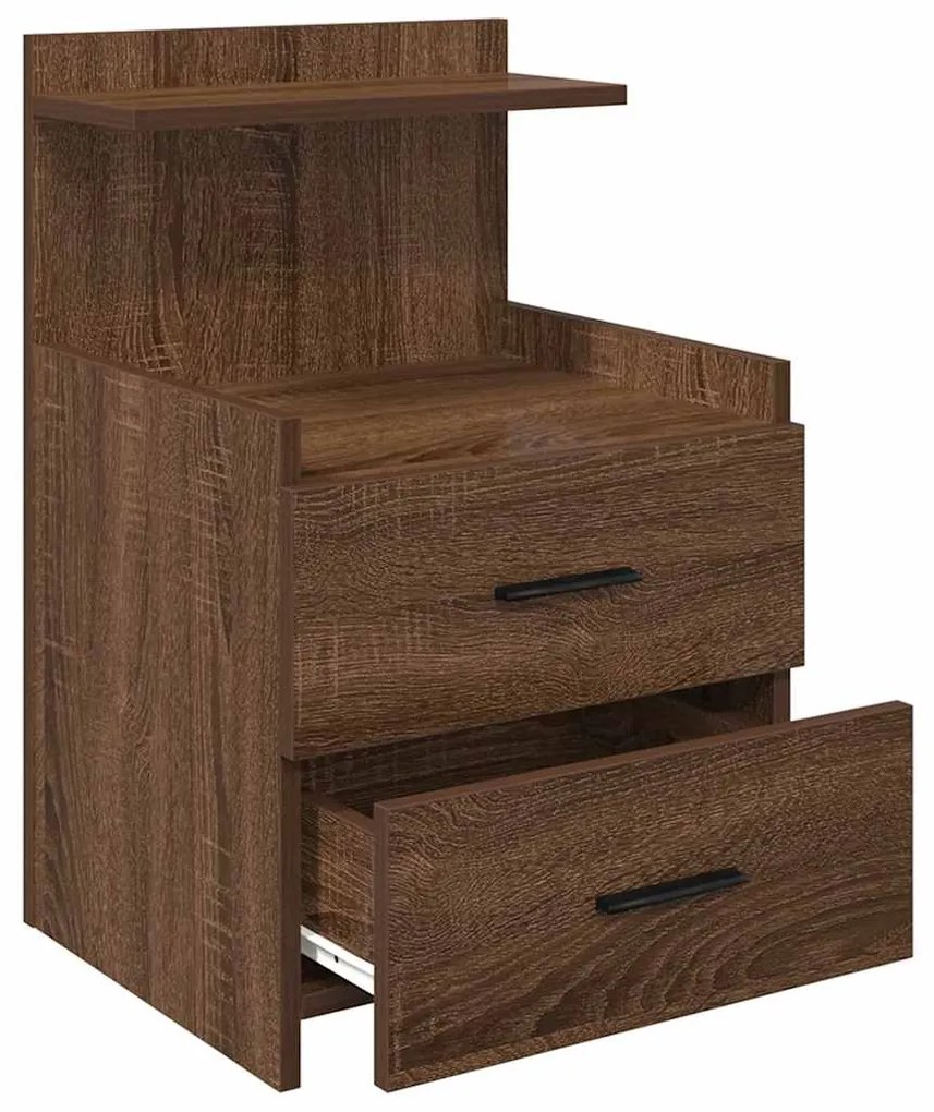 vidaXL Κομοδίνο με 2 Συρτάρια Καφέ Δρυς 40x36,5x62 εκ.