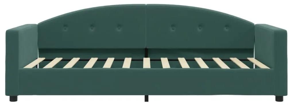 Καναπέ Κρεβάτι με Στρώμα Σκούρο πράσινο 90 x 200 εκ. Βελούδινος - Πράσινο