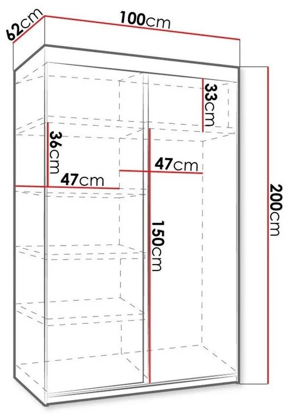 Ντουλάπα Dover 103, Άσπρο, 200x100x62cm, 99 kg, Πόρτες ντουλάπας: Ολίσθηση, Αριθμός ραφιών: 5, Αριθμός ραφιών: 5 | Epipla1.gr