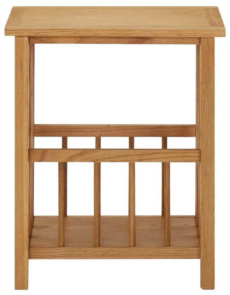 vidaXL Τραπεζάκι με Θήκη Περιοδικών 45 x 35 x 55 εκ. Μασίφ Ξύλο Δρυός