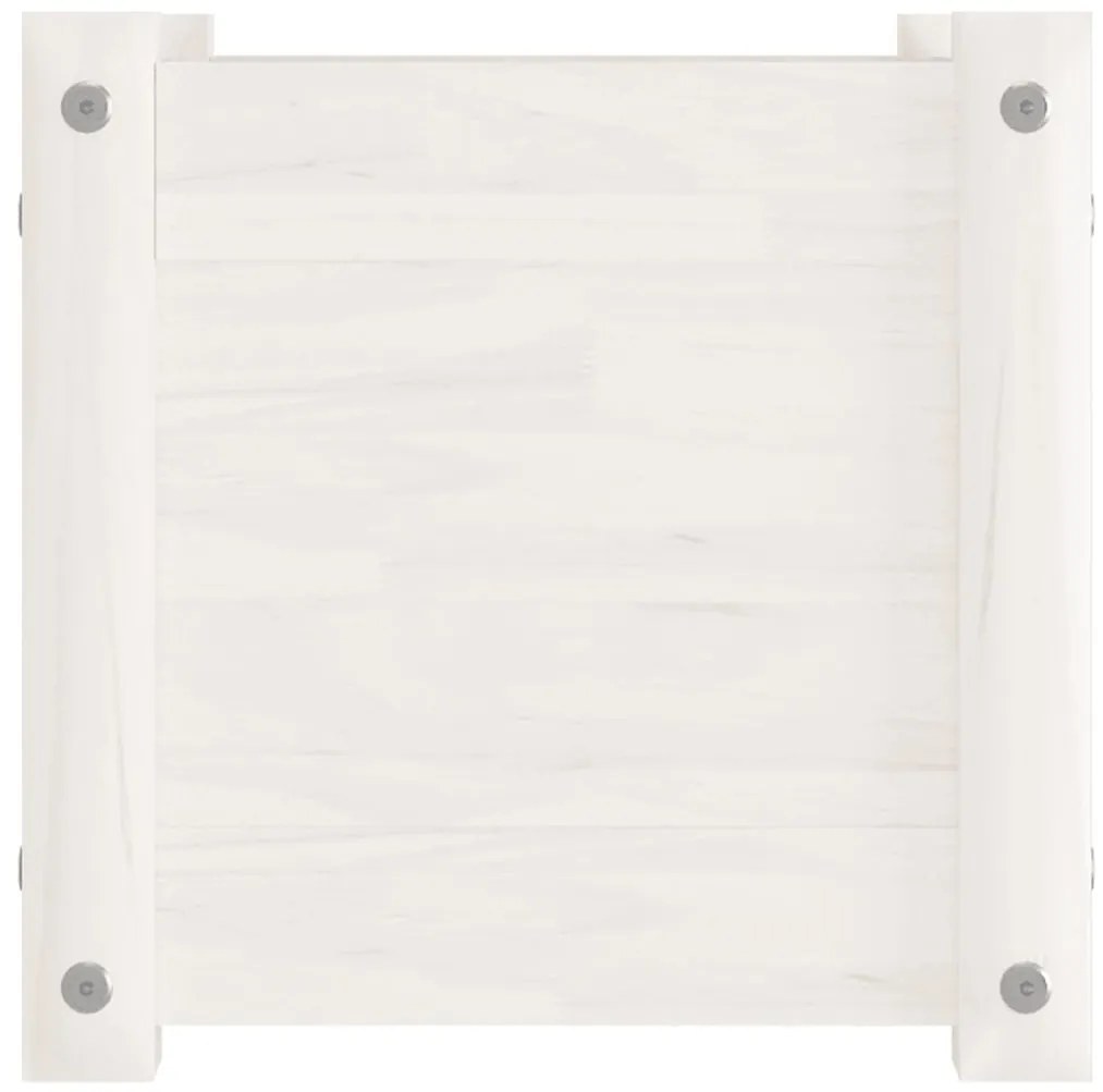vidaXL Ζαρντινιέρα Λευκή 31 x 31 x 31 εκ. από Μασίφ Ξύλο Πεύκου