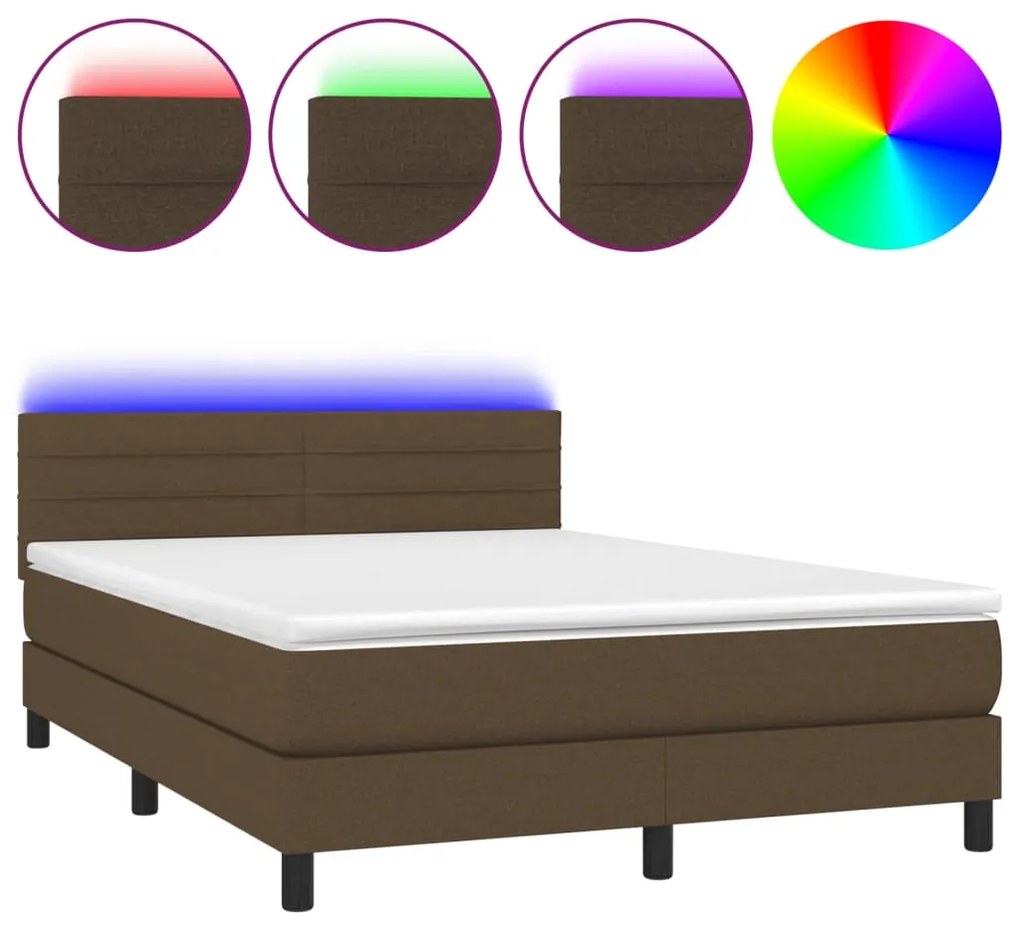 ΚΡΕΒΑΤΙ BOXSPRING ΜΕ ΣΤΡΩΜΑ &amp; LED ΣΚ.ΚΑΦΕ 140X190 ΕΚ ΥΦΑΣΜΑΤΙΝΟ 3133232