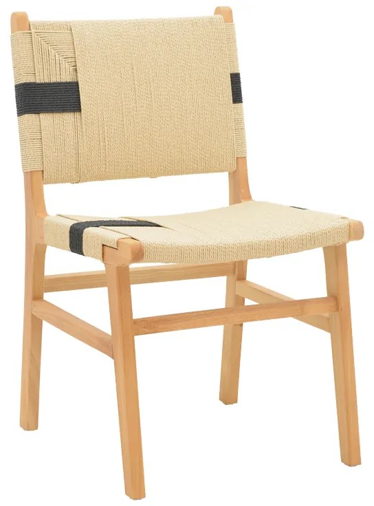 Intrahome Καρέκλα Julien Intrahome rubberwood και επένδυση με σχοινί σε φυσικό-μαύρο χρώμα 61x54x85εκ | SKU: INTRAPA-374111147