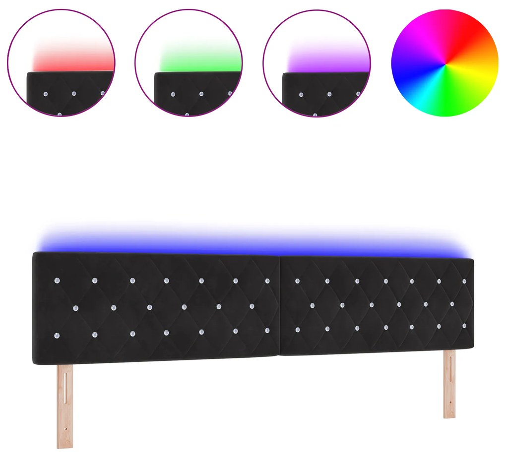 vidaXL Κεφαλάρι LED με Κρυστάλλινα Κουμπιά Μαύρο 100 εκ. Βελούδο