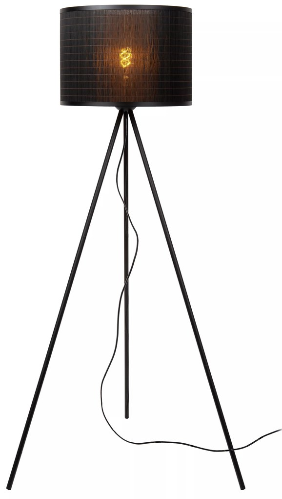 Φωτιστικό Επιδαπέδιο Lucide 21729-81-30 TAGALOG Μαύρο Ματ (Black Mat)|Ξύλο Φυσικό χρώμα (Wood Natural Finish)