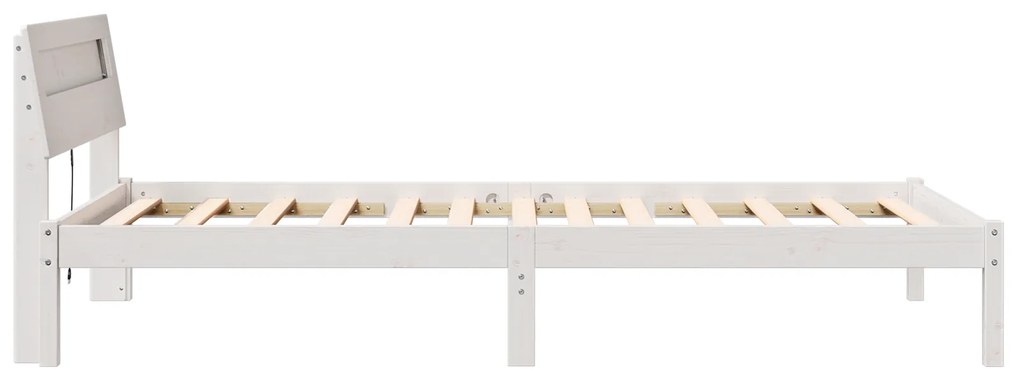 vidaXL Κρεβάτι με LED Κεφαλάρι σε Λευκό, 90 x 200 εκ, από Μασίφ Πεύκο