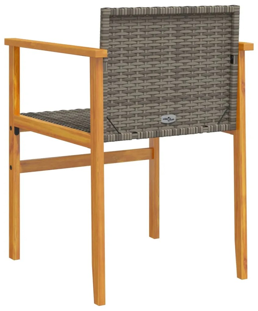 vidaXL Καρέκλες Κήπου 2 τεμ. Γκρι Συνθετικό Ρατάν και Μασίφ Ξύλο
