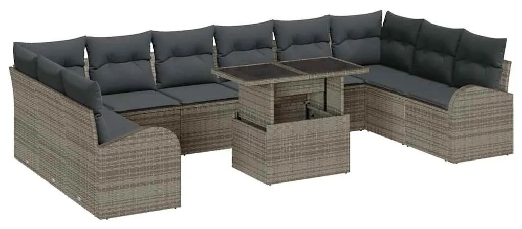 vidaXL Σετ Καναπέ Κήπου με μαξιλάρι 11 pcs Γκρι 100 x 55 x 73 εκ