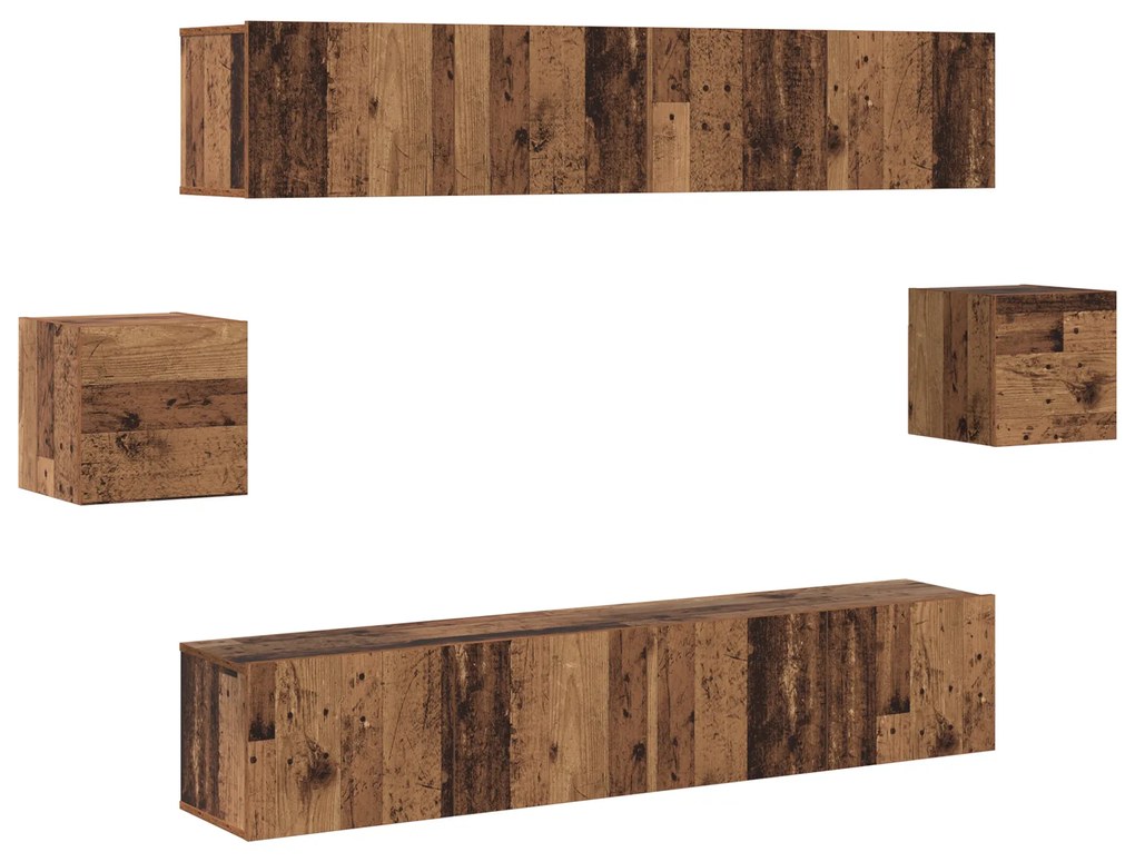 vidaXL Σετ επίπλου τηλεόρασης 6 pcs Παλαιό ξύλο 80 x 30 x 30 εκ ξύλο