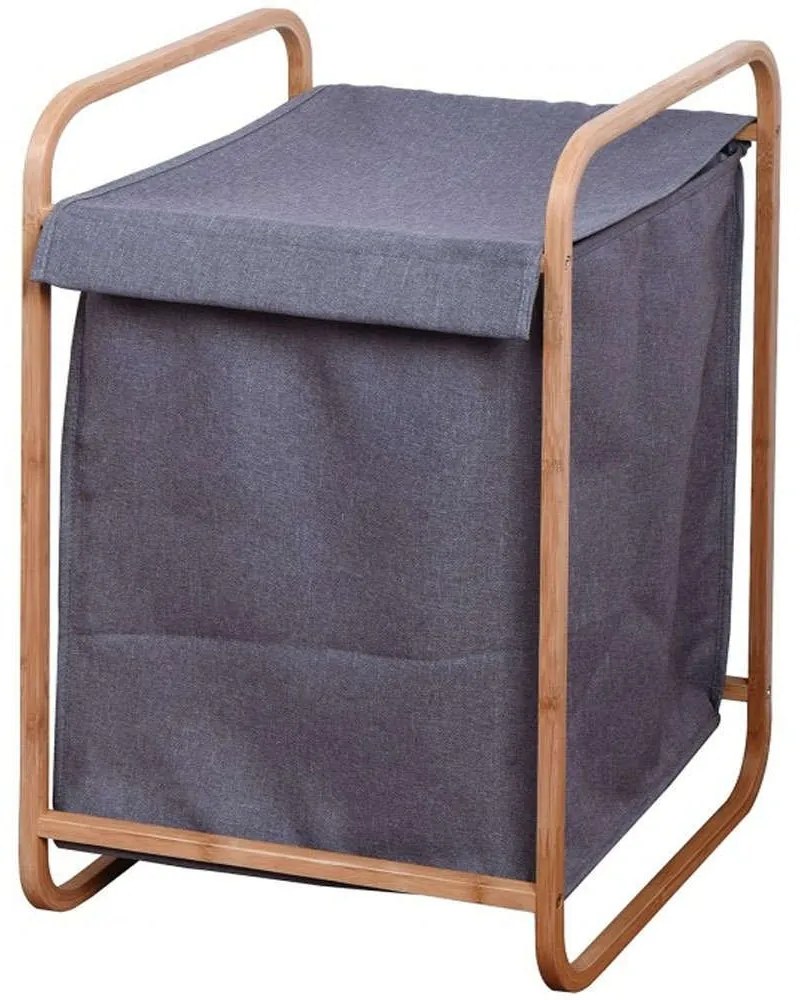 Καλάθι Απλύτων FNSJ218011G 43x38x66cm Grey-Brown Max Home Bamboo,Ύφασμα