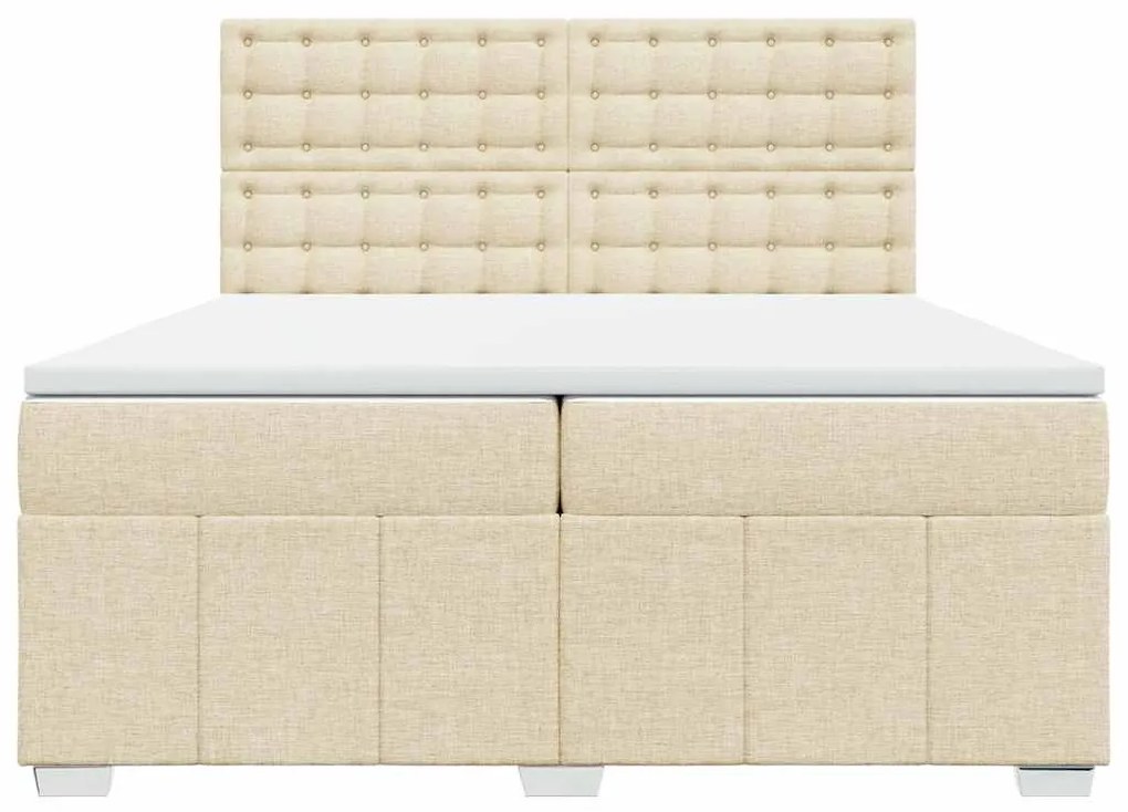 vidaXL Κρεβάτι Boxspring με Στρώμα Κρεμ 200x200 εκ. Υφασμάτινο