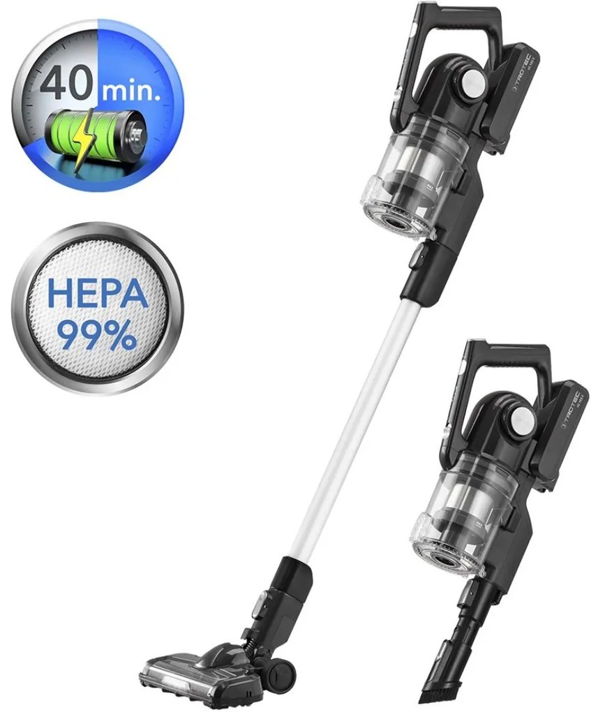 TROTEC Ασύρματη 25,2 V Ηλεκτρική Σκούπα Στικ VC 155 E 150W  – Ανθρακί