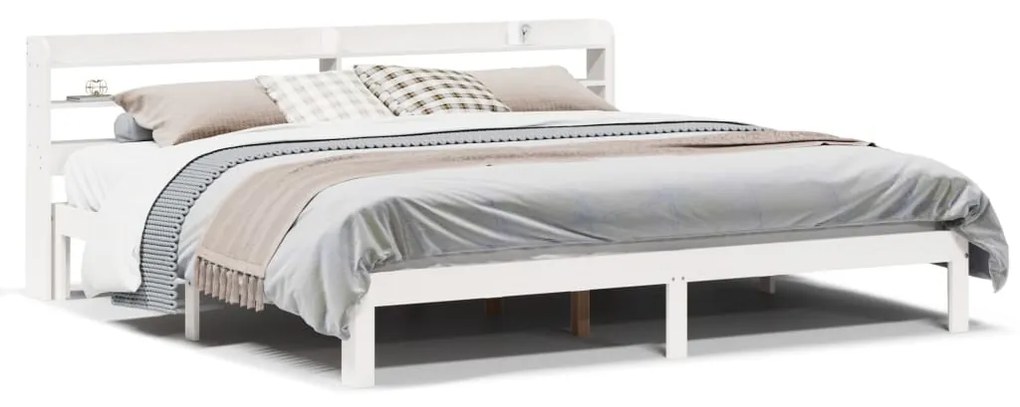 Σκελετός Κρεβατιού με Κεφαλάρι Χωρίς Στρώμα Λευκό 200x200 εκ.