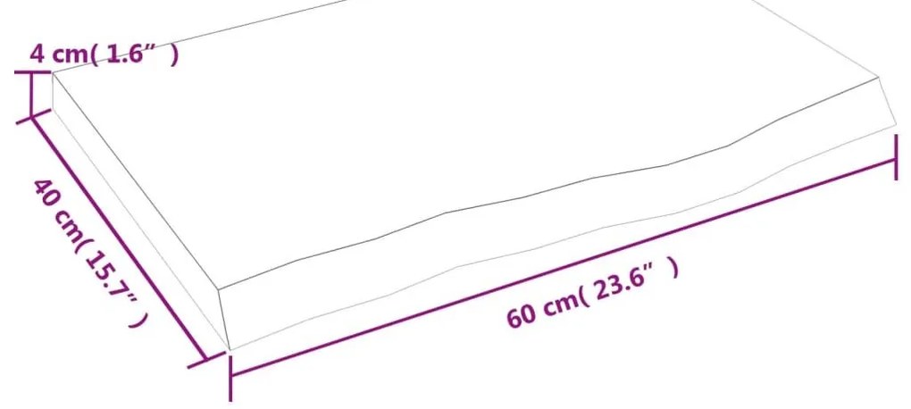 Ράφι Τοίχου Ανοιχτό Καφέ 60x40x(2-4)εκ. Επεξ. Μασίφ Ξύλο Δρυός - Καφέ