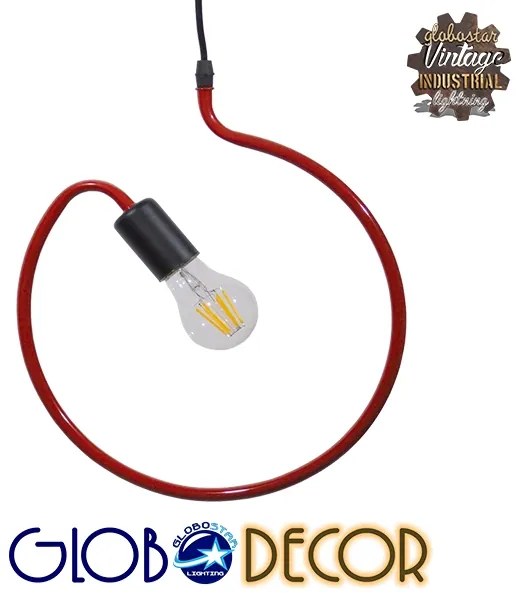 GloboStar® LIBBY 01095-1 Μοντέρνο Κρεμαστό Παιδικό Φωτιστικό Οροφής Μονόφωτο 1 x E27 Κόκκινο Μεταλλικό Φ28 x Υ100cm